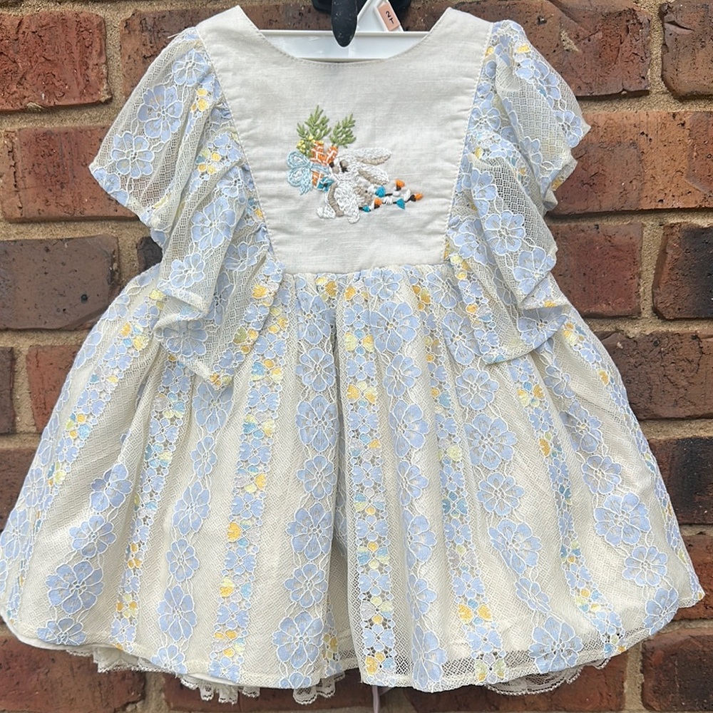 Stunning Reina Monroe Handmade Heirloom Floral Embroidered Lace Dress Set 3T